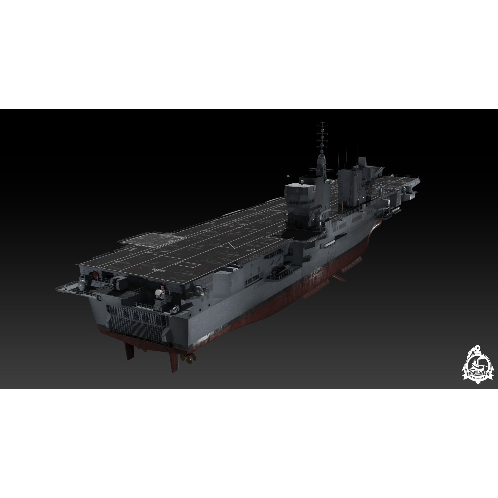 ITS Trieste Aircraft Carrier - Low-Poly Game-Ready 3D Model - View 5