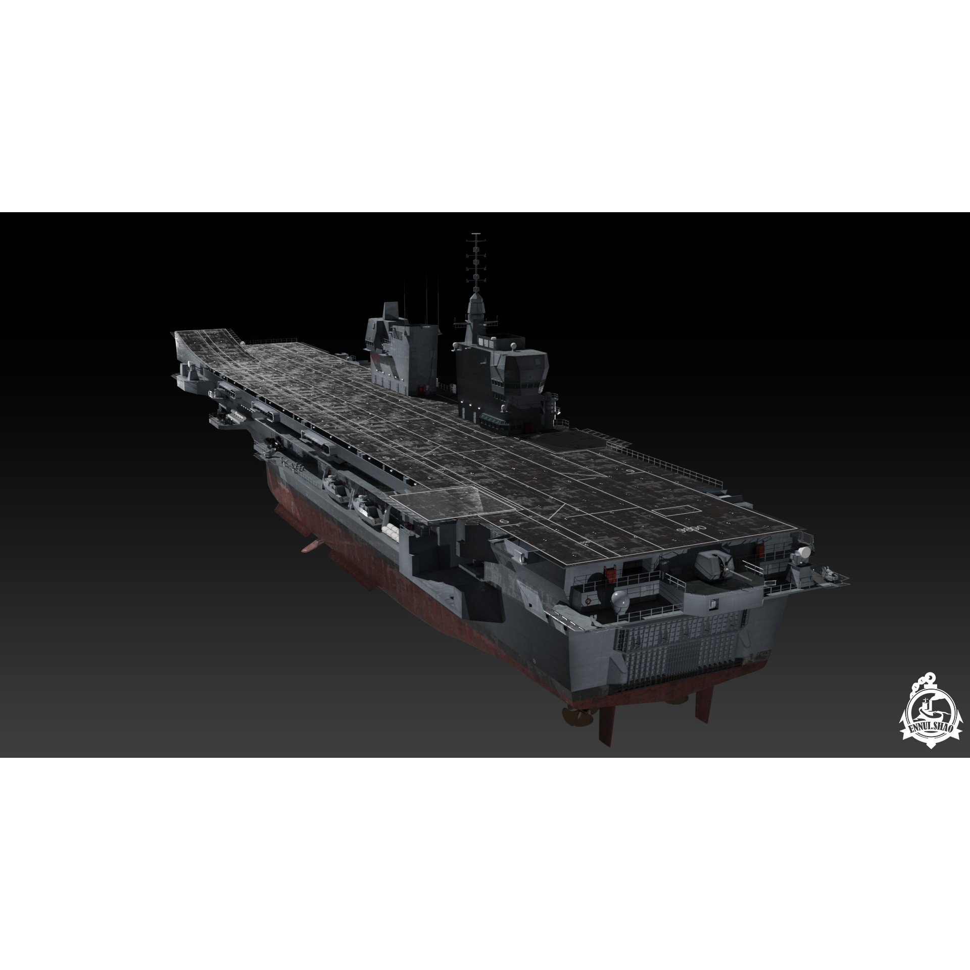 ITS Trieste Aircraft Carrier - Low-Poly Game-Ready 3D Model - View 6