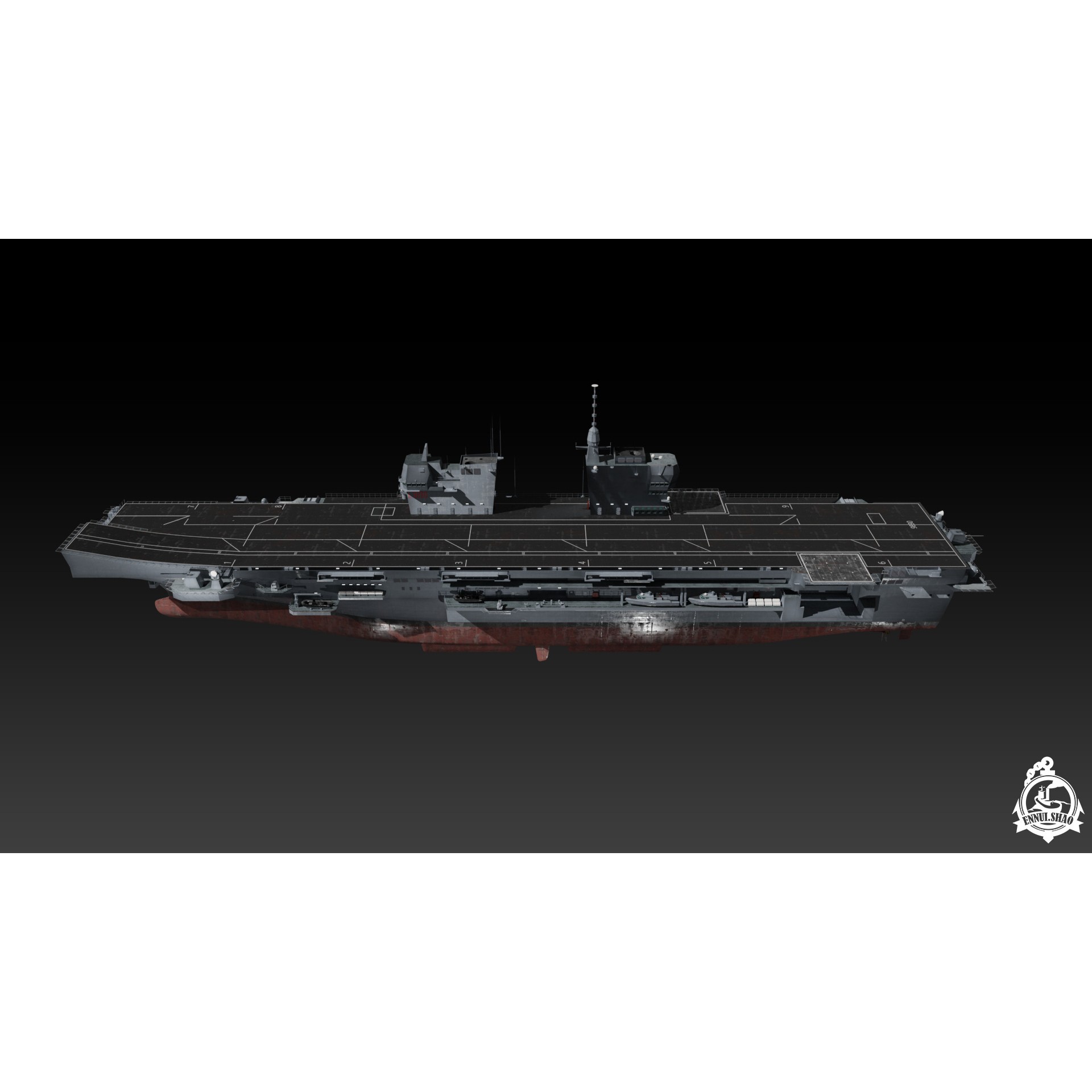 ITS Trieste Aircraft Carrier - Low-Poly Game-Ready 3D Model - View 7