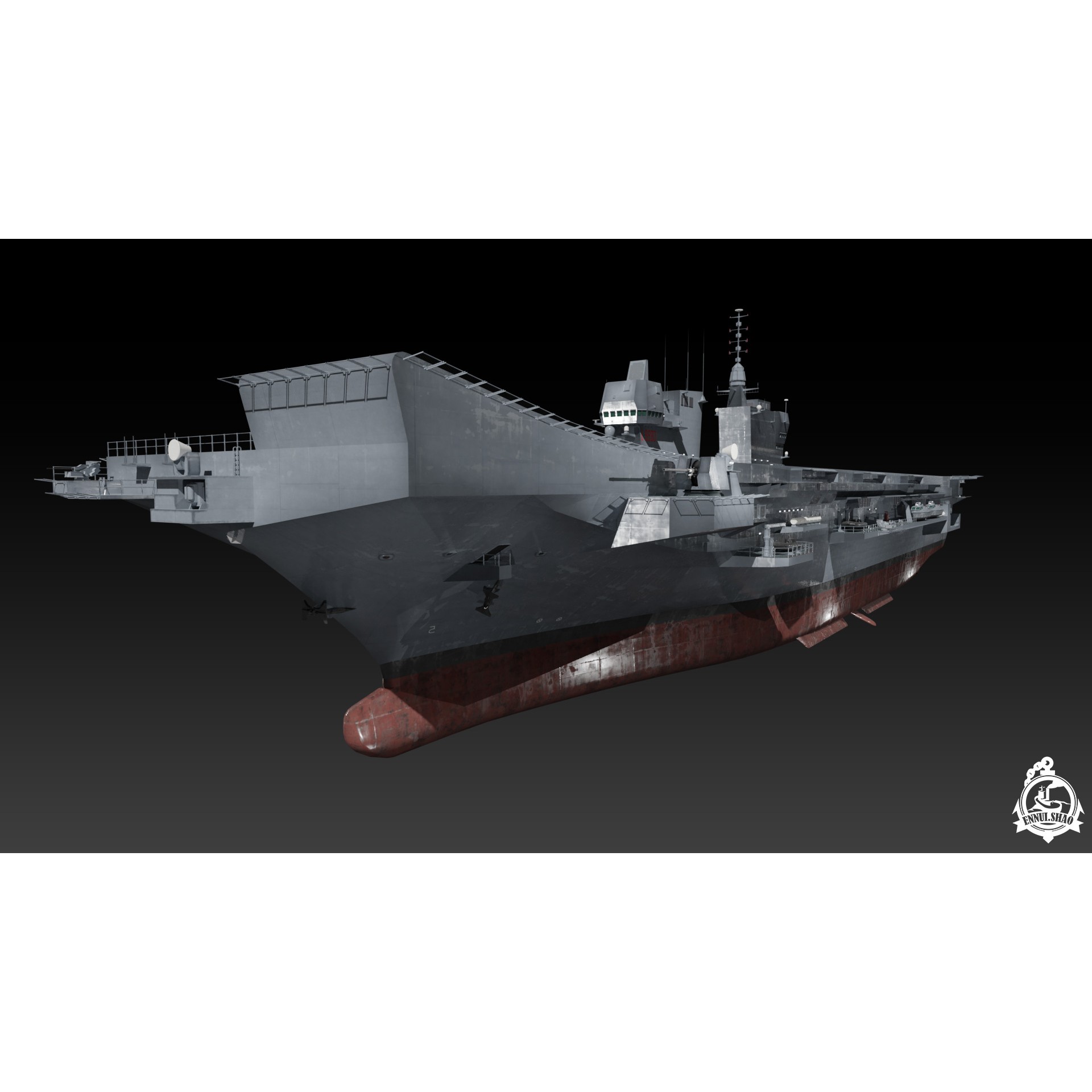 ITS Trieste Aircraft Carrier - Low-Poly Game-Ready 3D Model - View 8