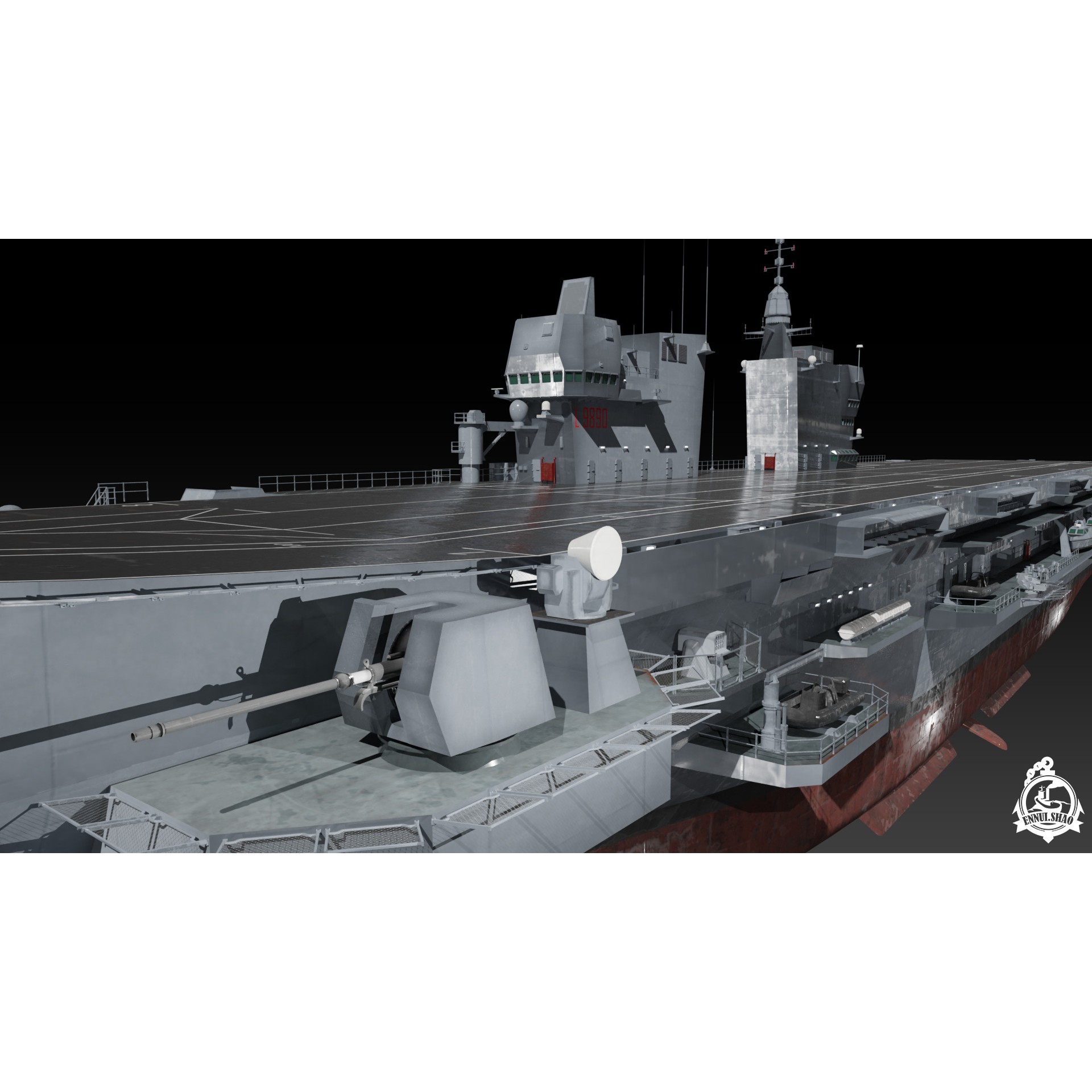 ITS Trieste Aircraft Carrier - Low-Poly Game-Ready 3D Model - View 9
