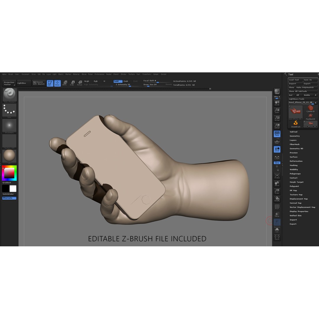 Hand Holding Smartphone 3D Model – Realistic Character Anatomy, FBX - View 11