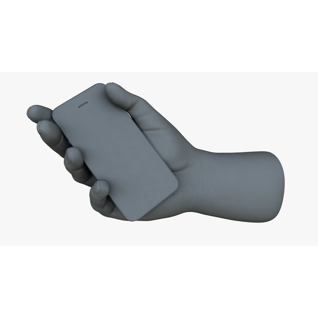 Hand Holding Smartphone 3D Model – Realistic Character Anatomy, FBX - View 4