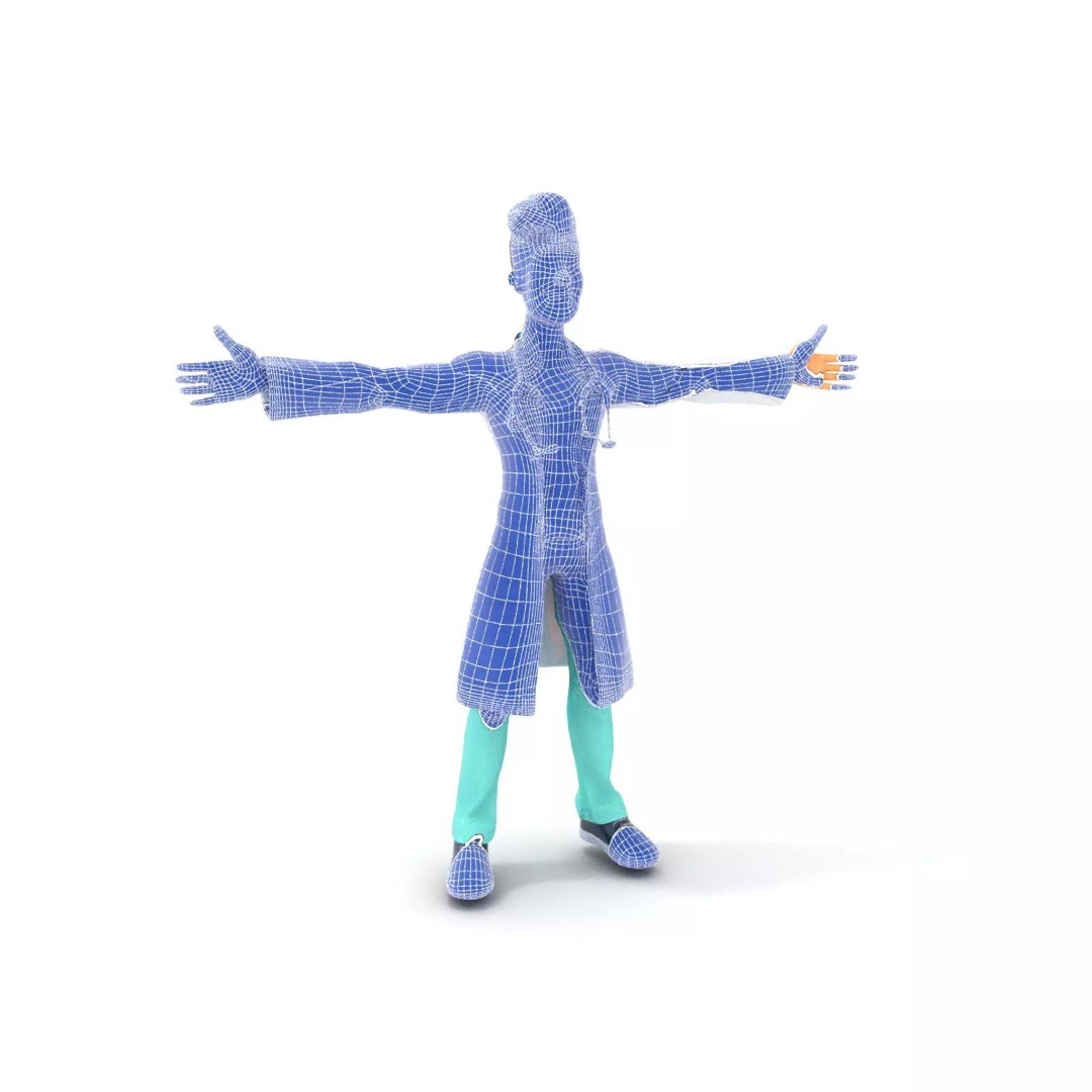 Friendly Doctor Character 3D Model – Low Poly Animated, FBX, PBR - View 13
