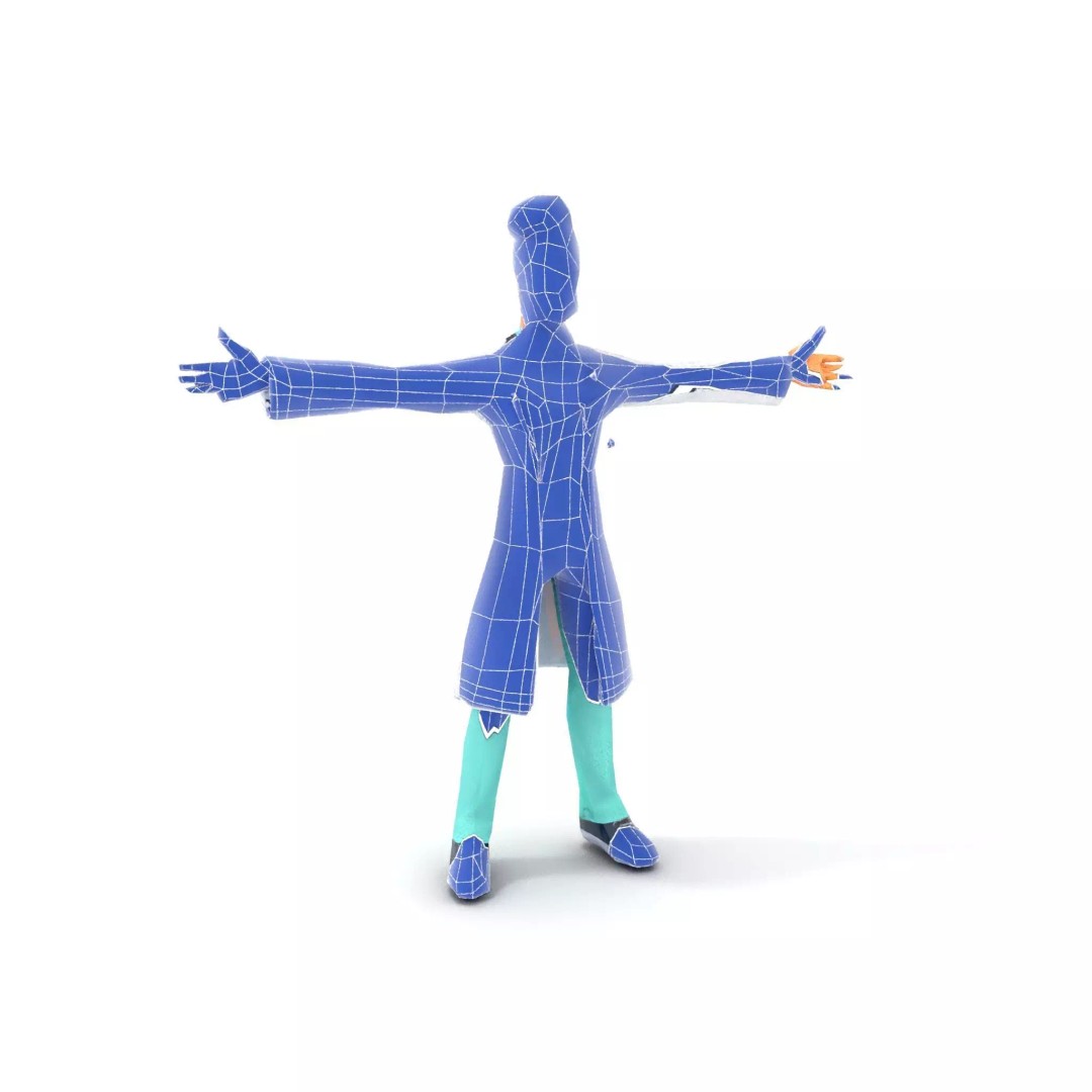 Friendly Doctor Character 3D Model – Low Poly Animated, FBX, PBR - View 14