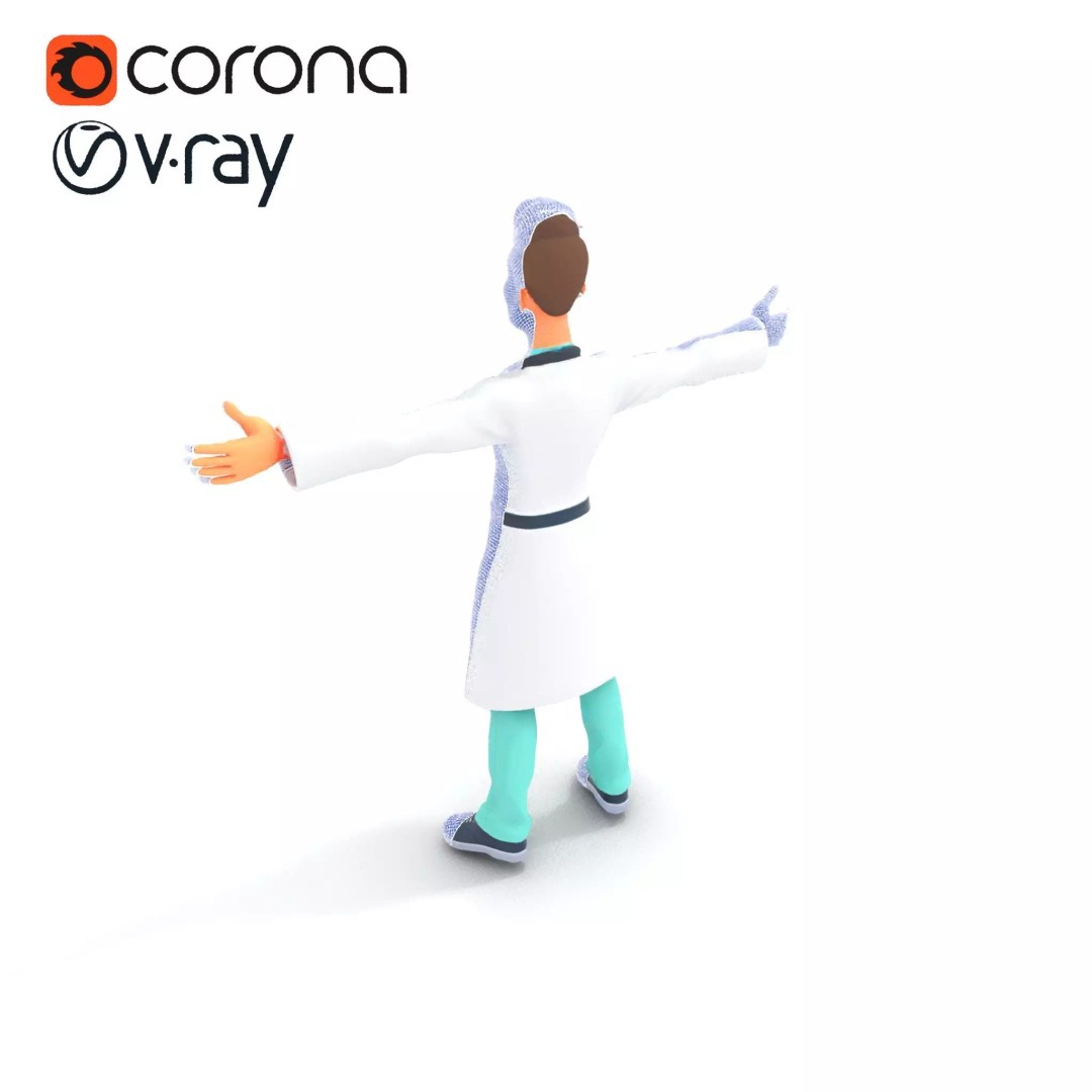 Friendly Doctor Character 3D Model – Low Poly Animated, FBX, PBR - View 15