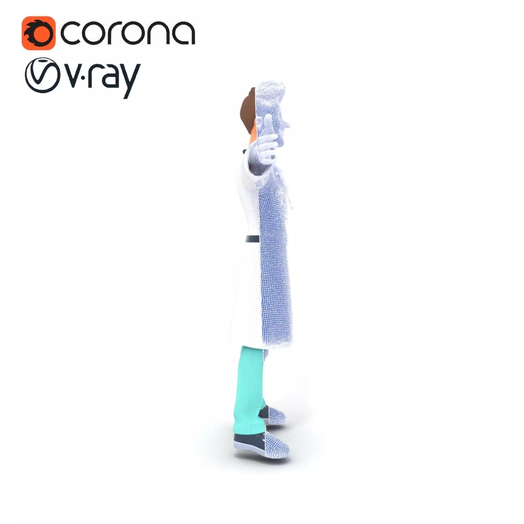 Friendly Doctor Character 3D Model – Low Poly Animated, FBX, PBR - View 18