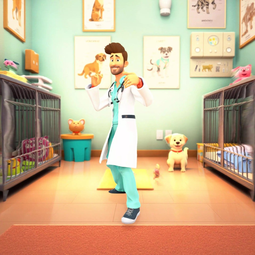 Friendly Doctor Character 3D Model – Low Poly Animated, FBX, PBR - View 2