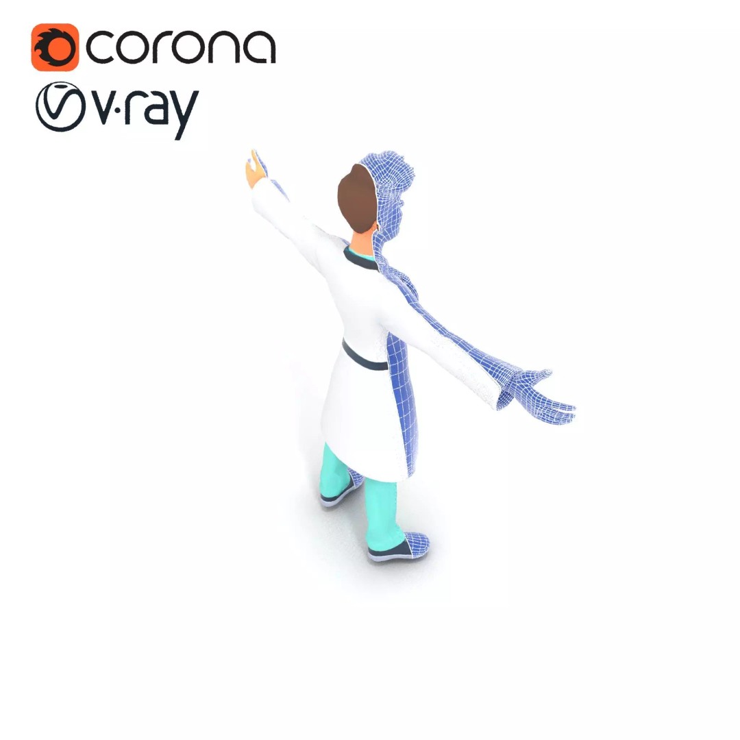 Friendly Doctor Character 3D Model – Low Poly Animated, FBX, PBR - View 25