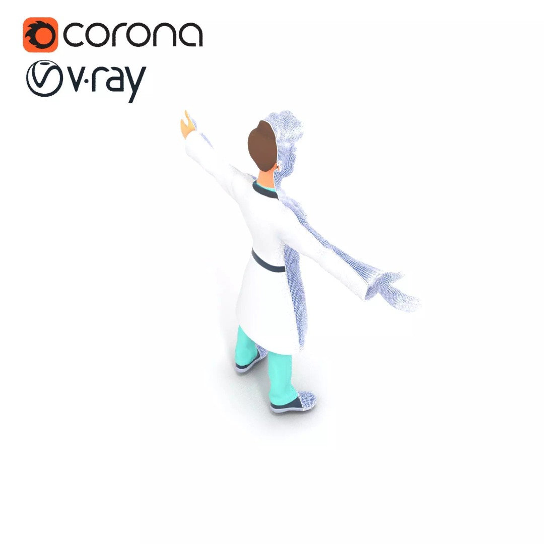 Friendly Doctor Character 3D Model – Low Poly Animated, FBX, PBR - View 27