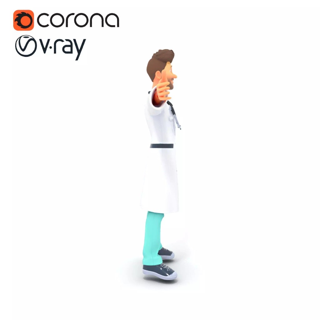 Friendly Doctor Character 3D Model – Low Poly Animated, FBX, PBR - View 30