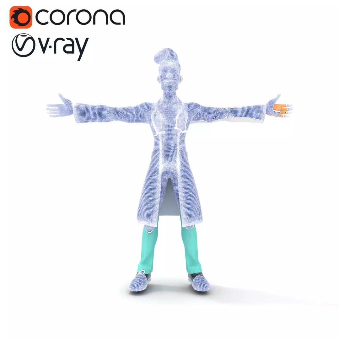 Friendly Doctor Character 3D Model – Low Poly Animated, FBX, PBR - View 33