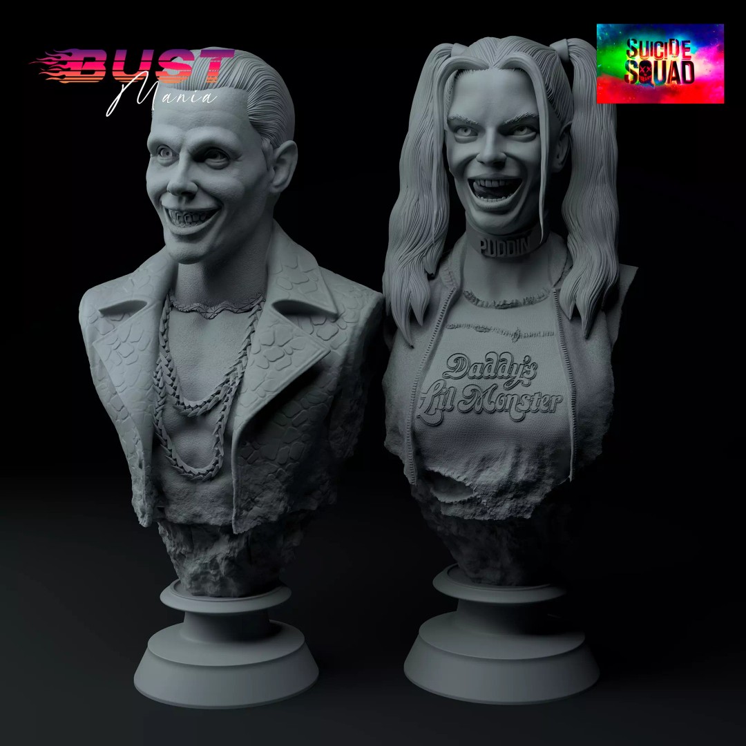 Harley Quinn & Joker 3D Model – Premium Dual Bust, Game-Ready - View 2
