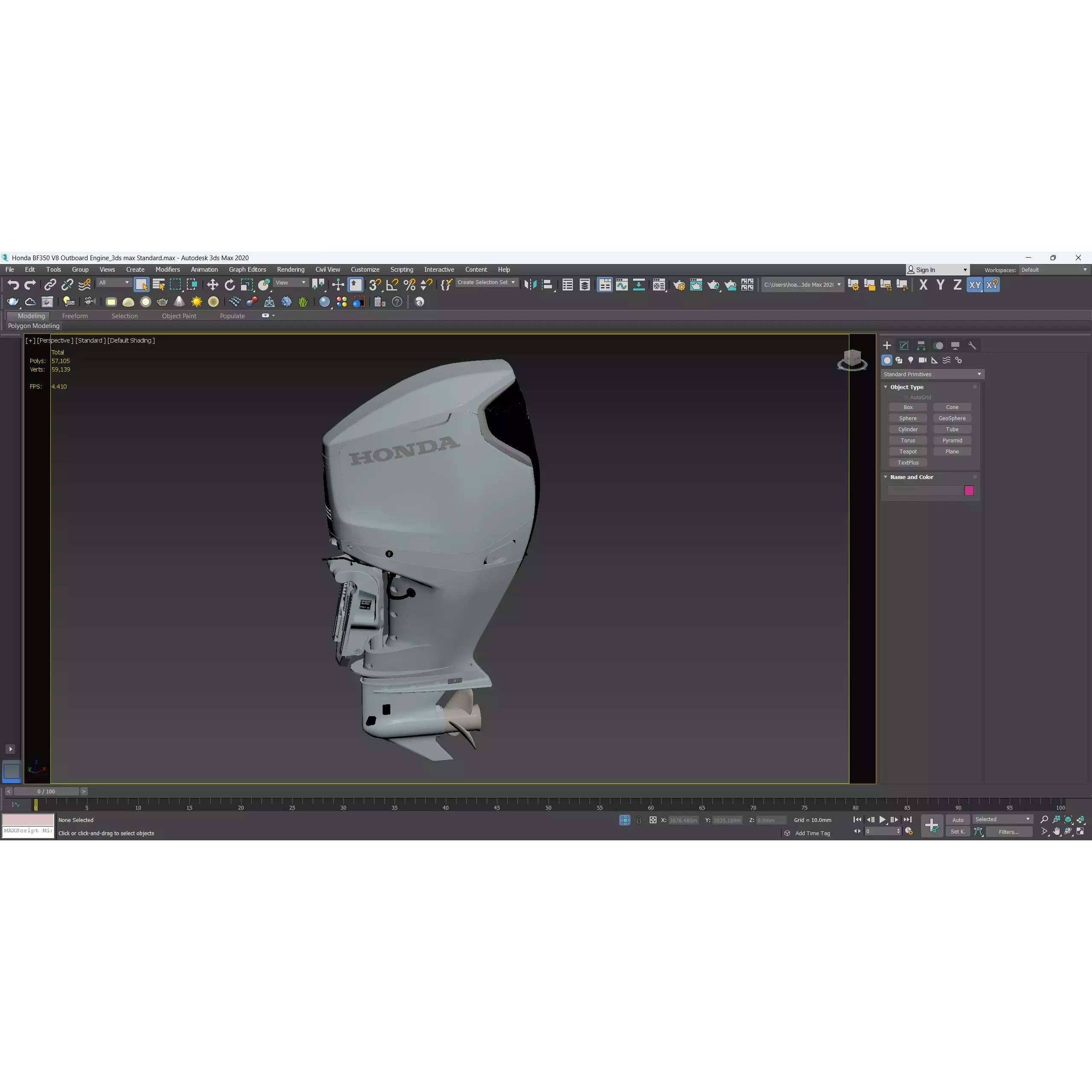 Honda BF350 V8 Outboard Engine - High-Poly 3D Model - View 13