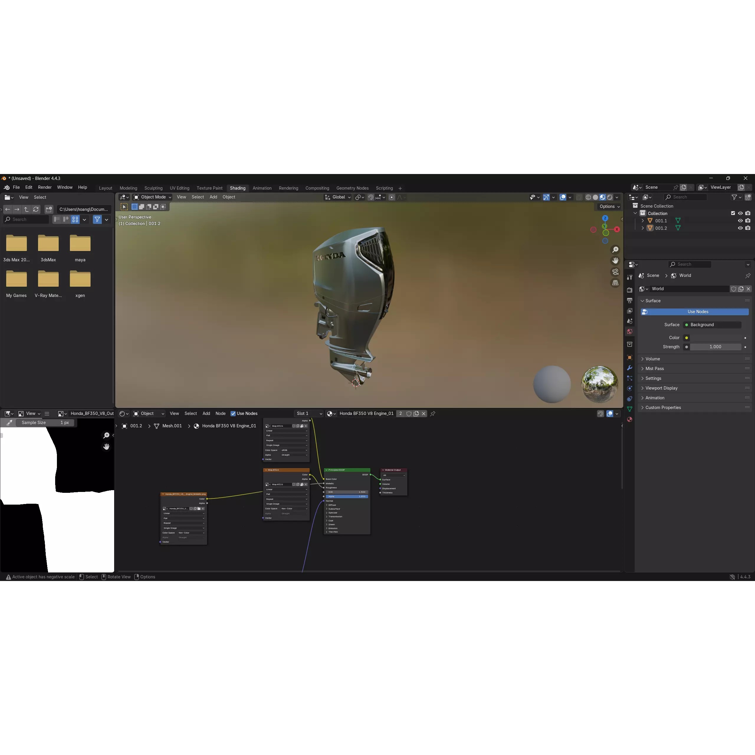 Honda BF350 V8 Outboard Engine - High-Poly 3D Model - View 14