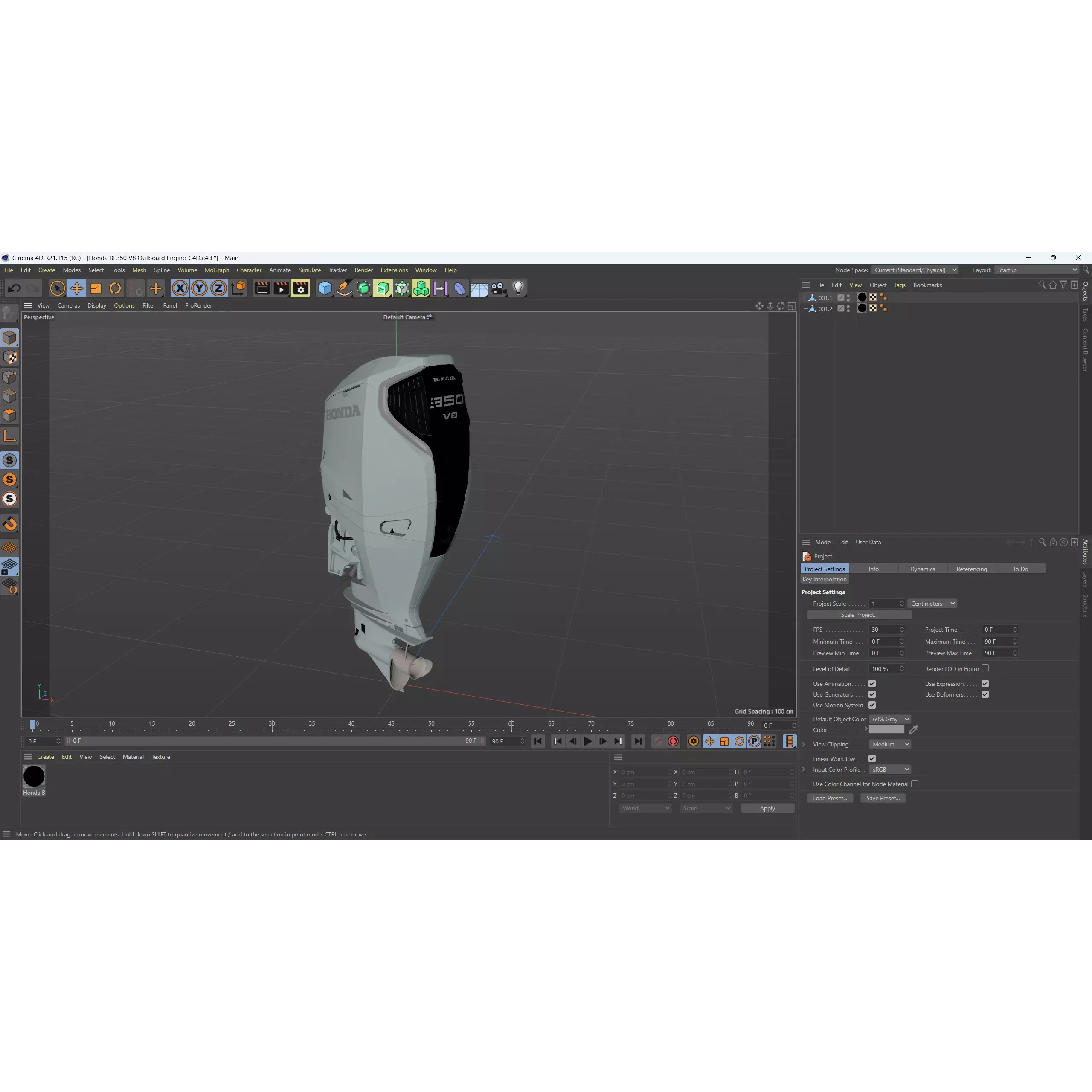 Honda BF350 V8 Outboard Engine - High-Poly 3D Model - View 16