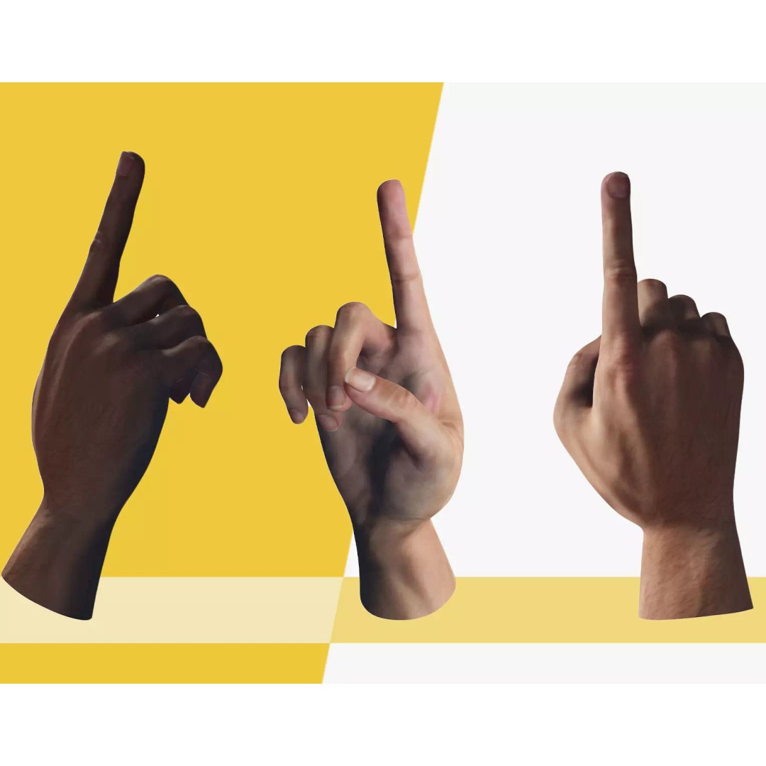 Pointing Hand 3D Model – Low Poly Rigged Gesture Asset, FBX - View 2