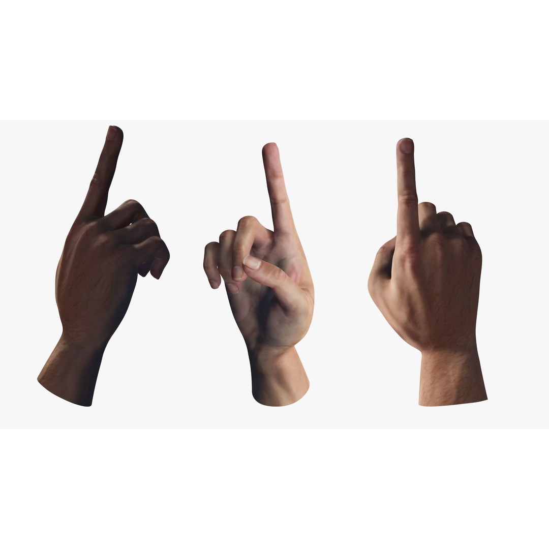 Pointing Hand 3D Model – Low Poly Rigged Gesture Asset, FBX - View 3