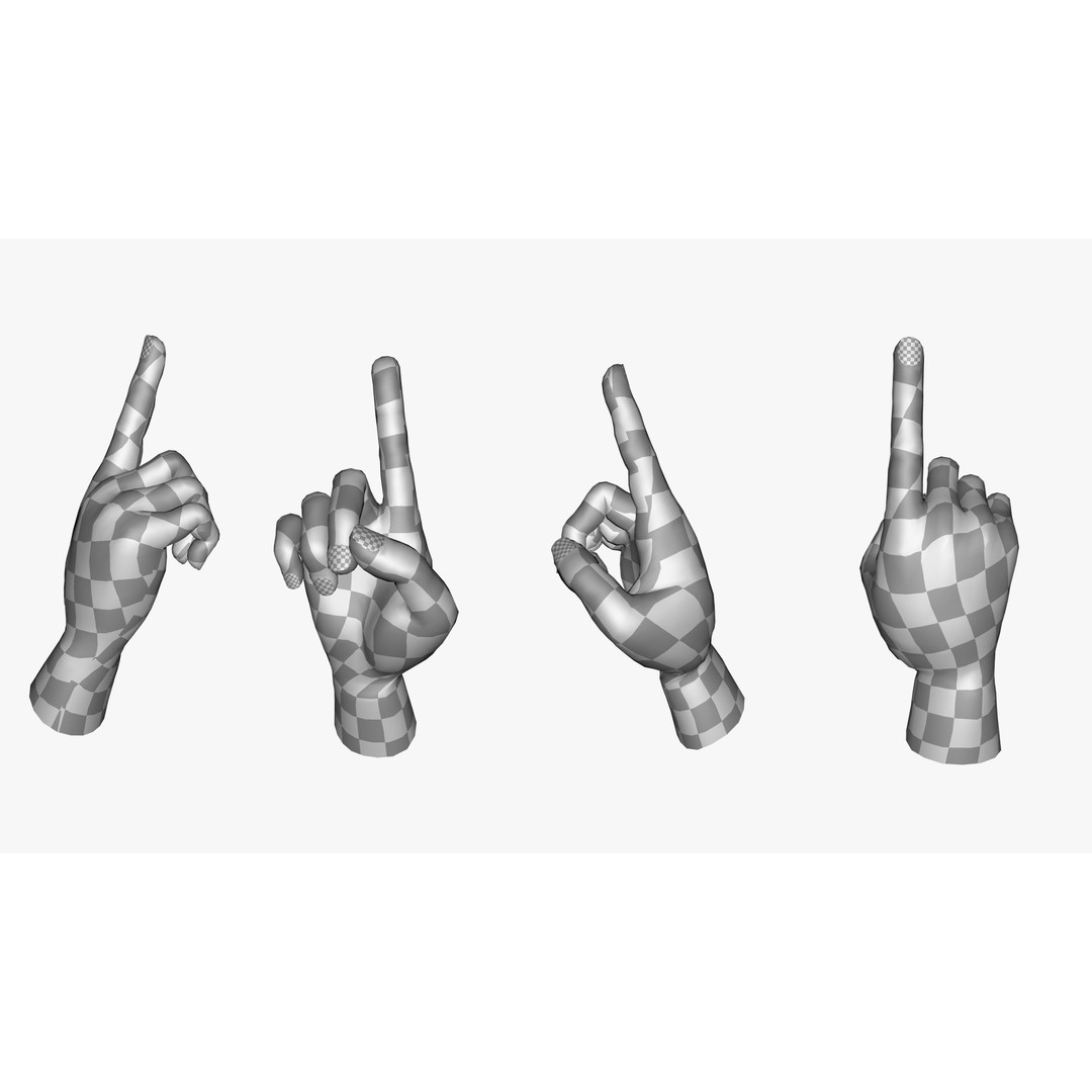 Pointing Hand 3D Model – Low Poly Rigged Gesture Asset, FBX - View 4