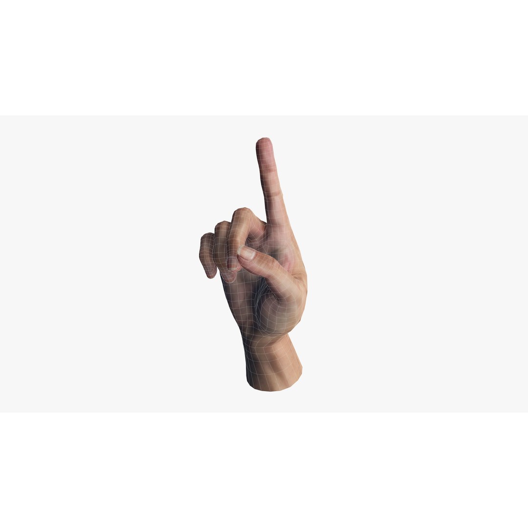Pointing Hand 3D Model – Low Poly Rigged Gesture Asset, FBX - View 6