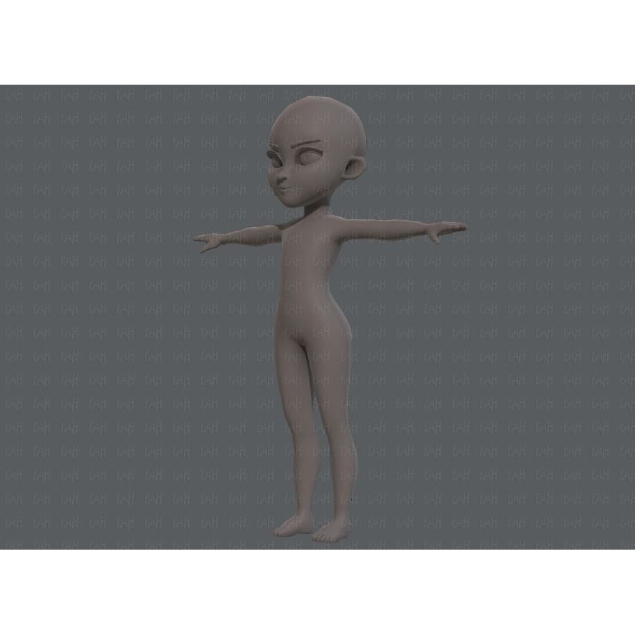 Base Mesh Girl Character 3D Model – Low Poly Cartoon Asset, FBX, OBJ - View 10