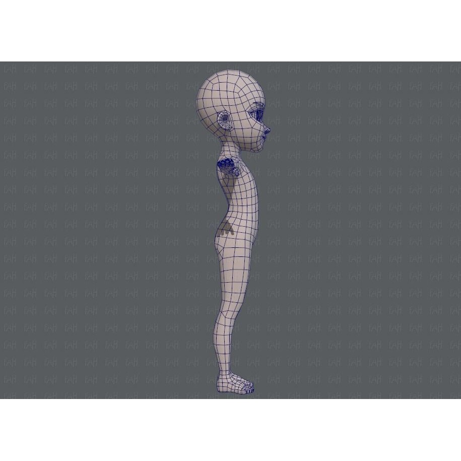 Base Mesh Girl Character 3D Model – Low Poly Cartoon Asset, FBX, OBJ - View 13