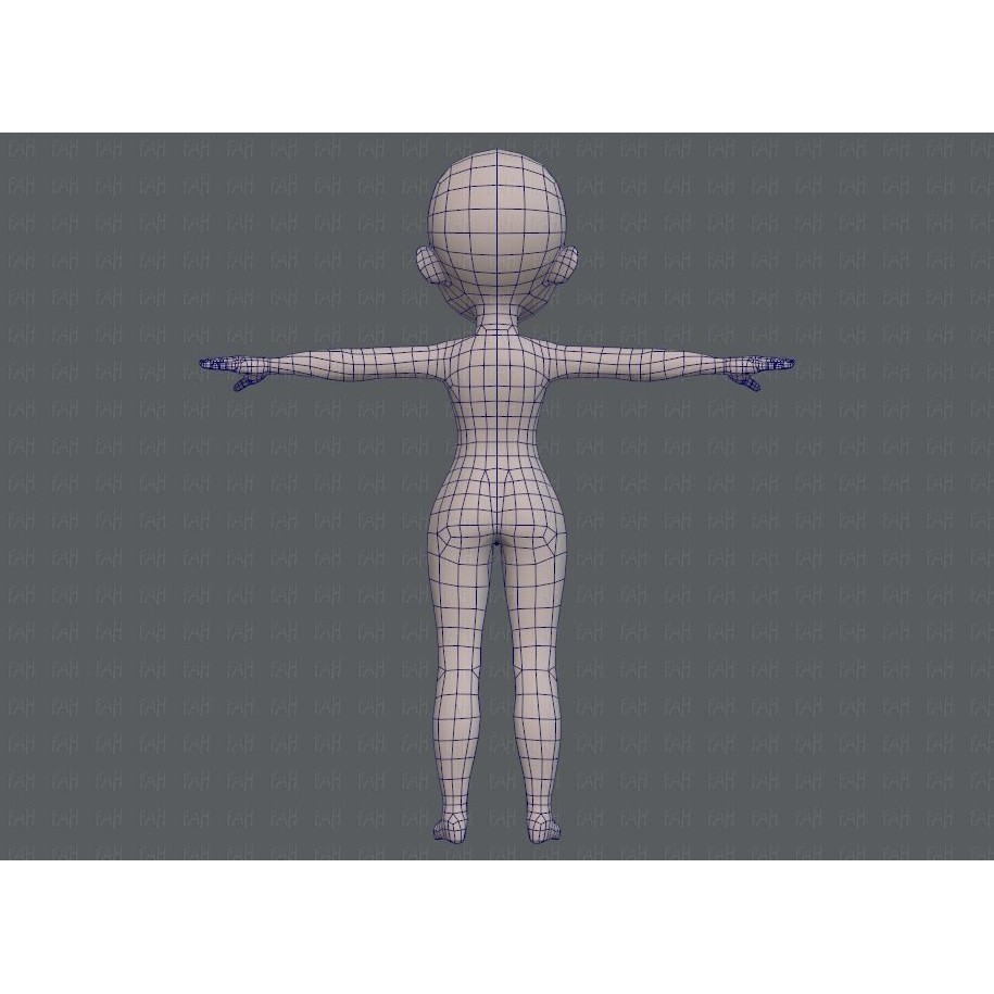 Base Mesh Girl Character 3D Model – Low Poly Cartoon Asset, FBX, OBJ - View 15