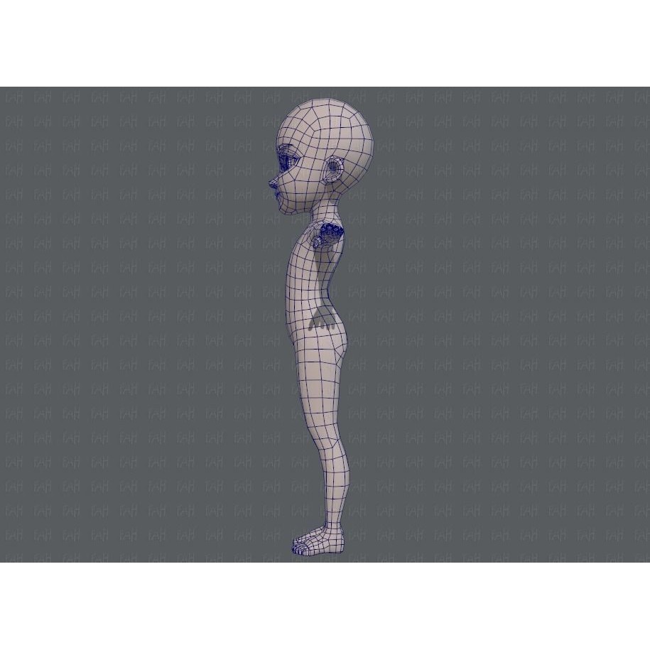 Base Mesh Girl Character 3D Model – Low Poly Cartoon Asset, FBX, OBJ - View 17