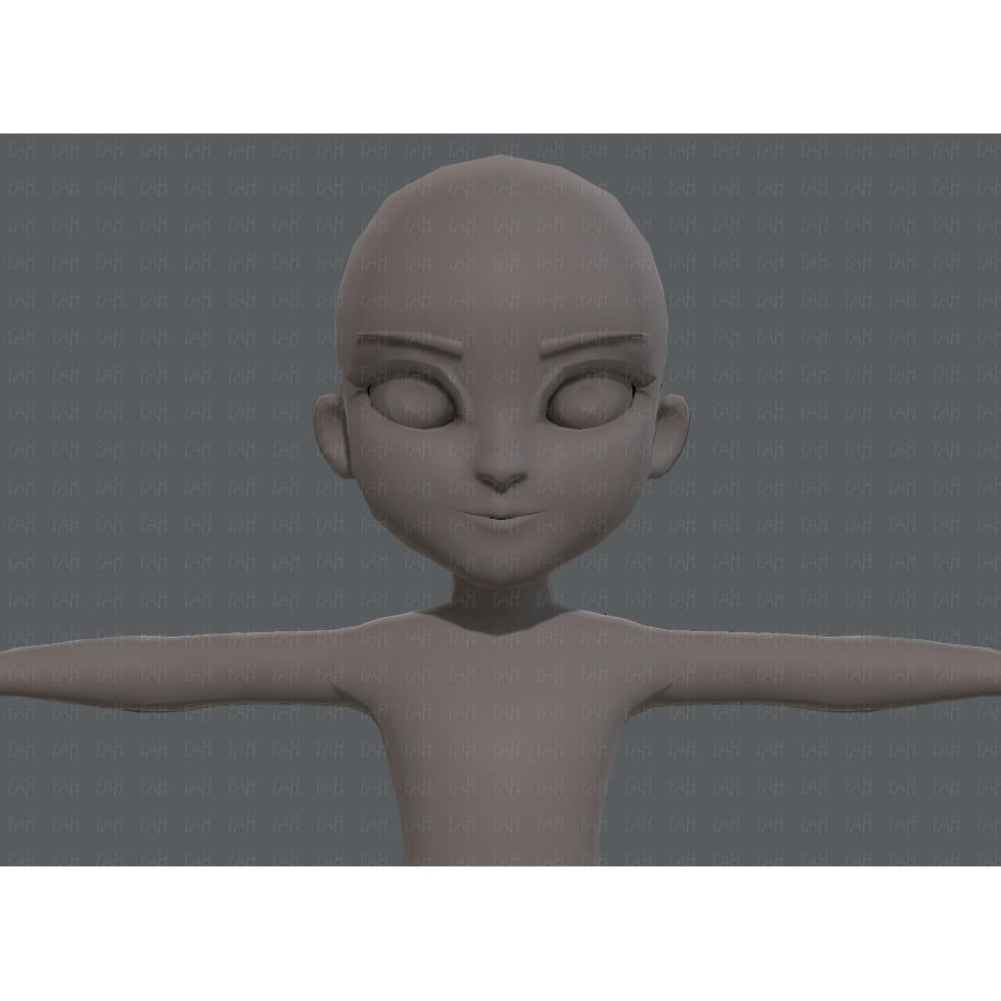 Base Mesh Girl Character 3D Model – Low Poly Cartoon Asset, FBX, OBJ - View 19