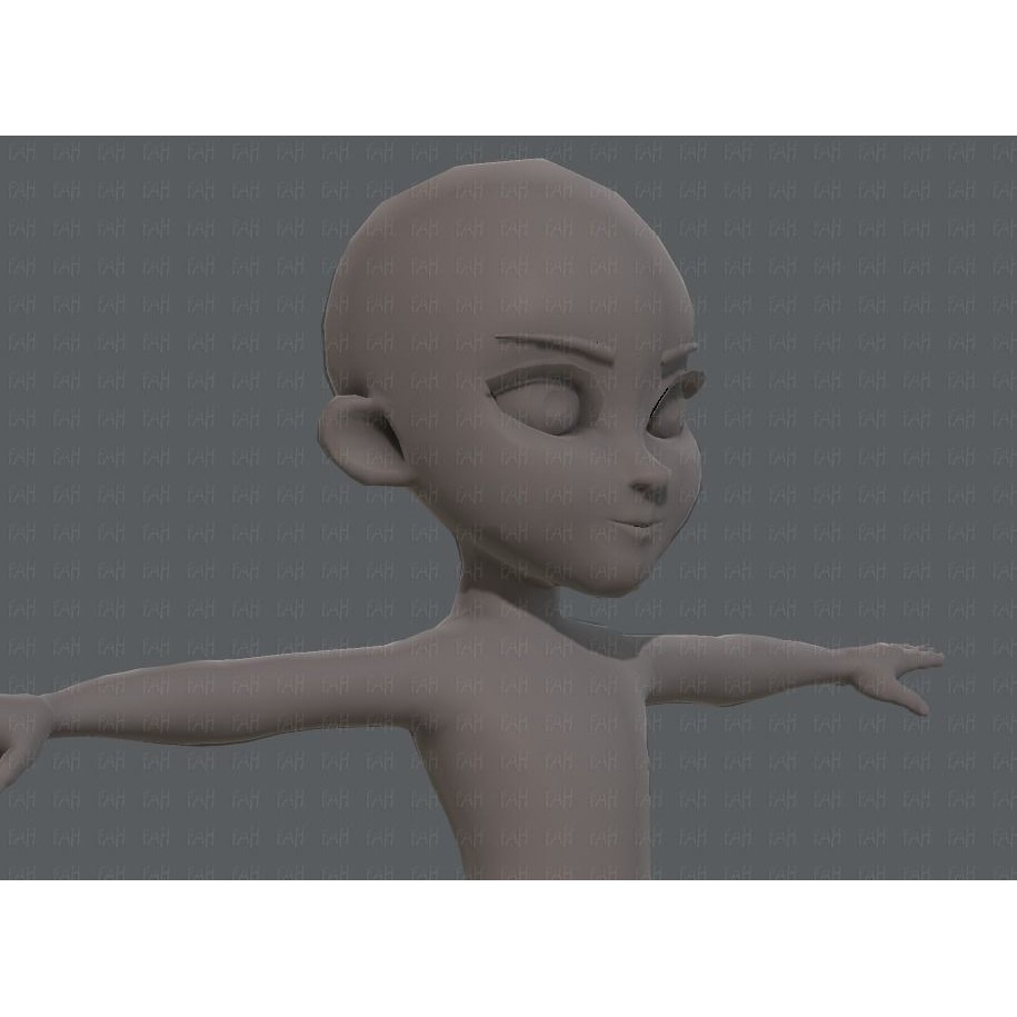 Base Mesh Girl Character 3D Model – Low Poly Cartoon Asset, FBX, OBJ - View 20
