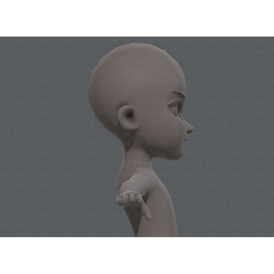 Base Mesh Girl Character 3D Model – Low Poly Cartoon Asset, FBX, OBJ - View 21