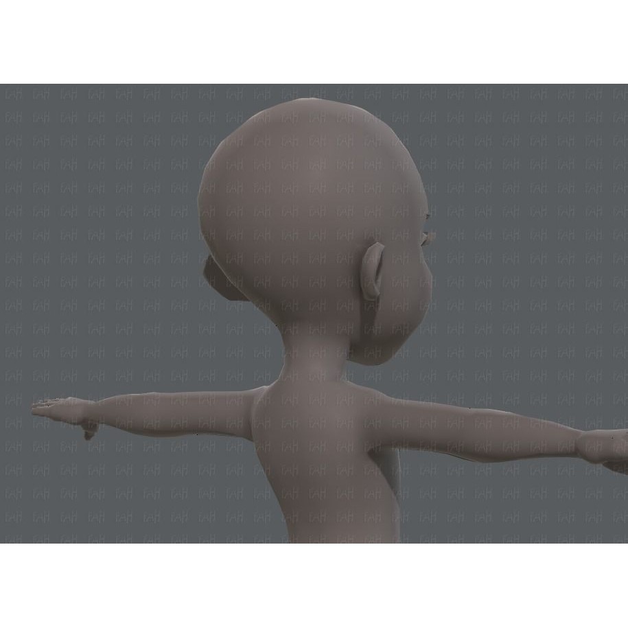 Base Mesh Girl Character 3D Model – Low Poly Cartoon Asset, FBX, OBJ - View 22