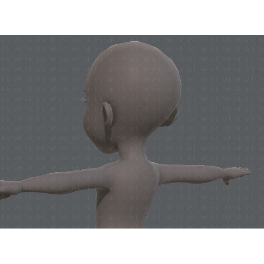 Base Mesh Girl Character 3D Model – Low Poly Cartoon Asset, FBX, OBJ - View 24