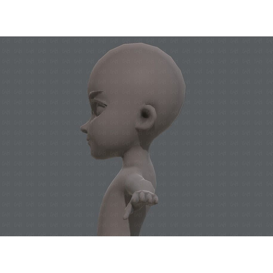 Base Mesh Girl Character 3D Model – Low Poly Cartoon Asset, FBX, OBJ - View 25