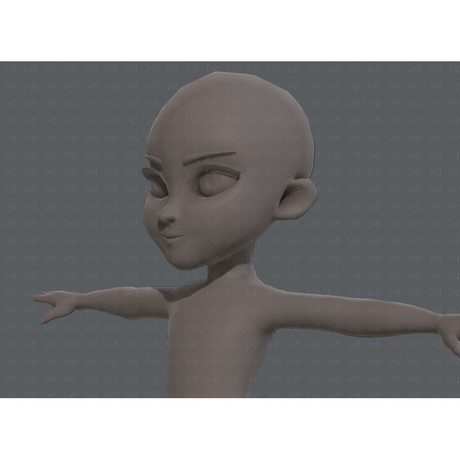 Base Mesh Girl Character 3D Model – Low Poly Cartoon Asset, FBX, OBJ - View 26