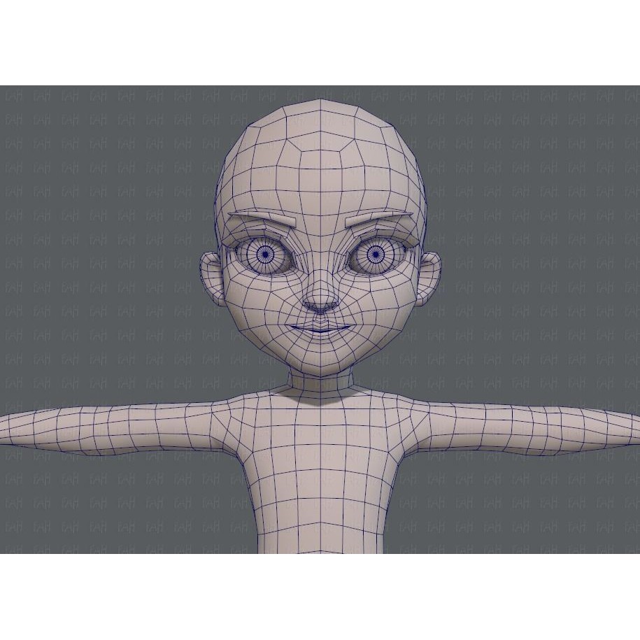 Base Mesh Girl Character 3D Model – Low Poly Cartoon Asset, FBX, OBJ - View 27