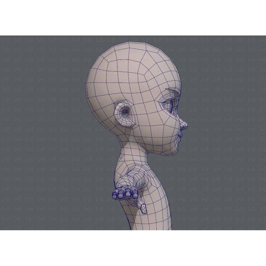 Base Mesh Girl Character 3D Model – Low Poly Cartoon Asset, FBX, OBJ - View 29