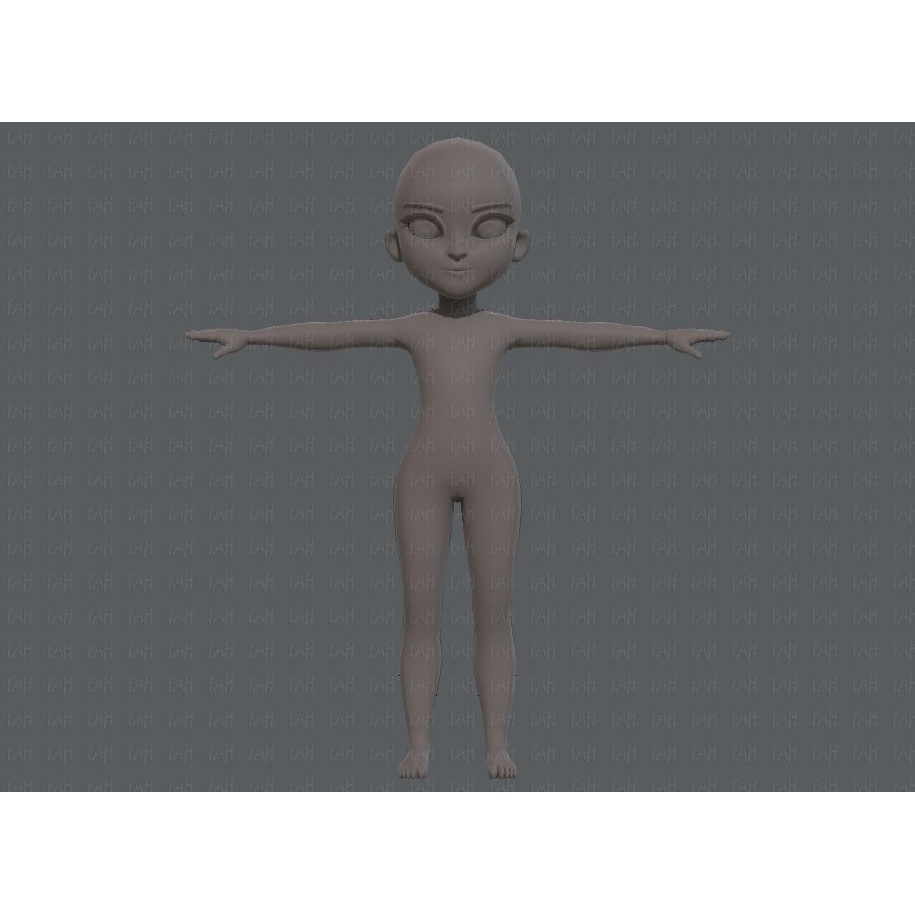 Base Mesh Girl Character 3D Model – Low Poly Cartoon Asset, FBX, OBJ - View 3
