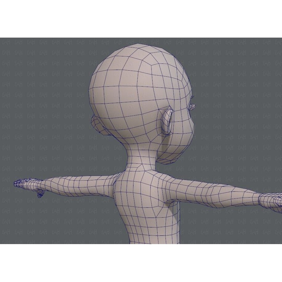 Base Mesh Girl Character 3D Model – Low Poly Cartoon Asset, FBX, OBJ - View 30