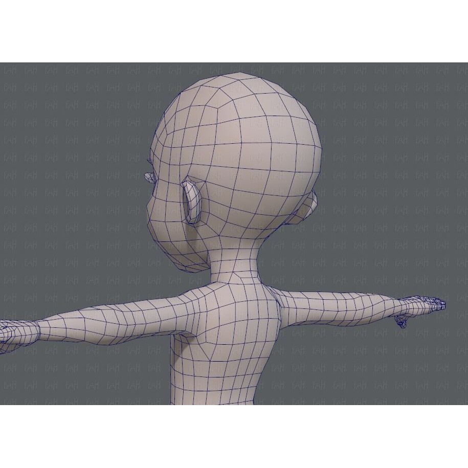 Base Mesh Girl Character 3D Model – Low Poly Cartoon Asset, FBX, OBJ - View 32