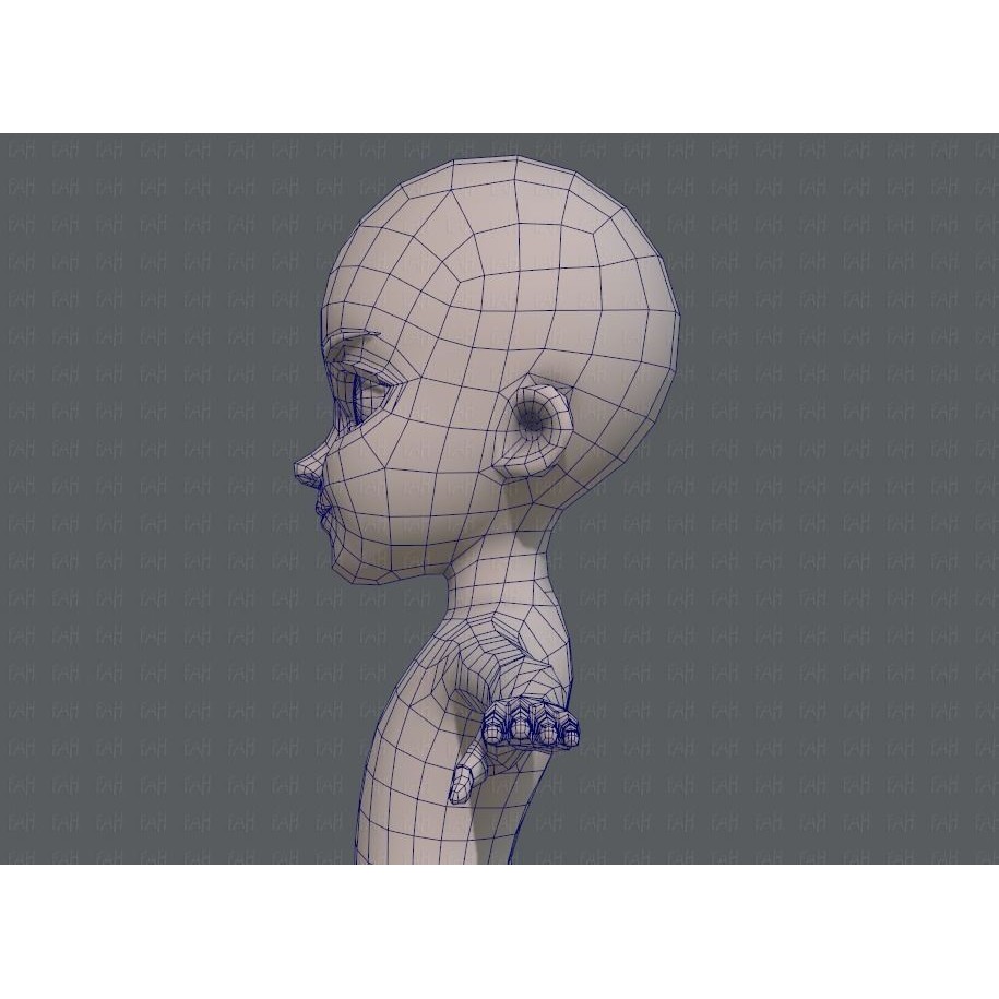 Base Mesh Girl Character 3D Model – Low Poly Cartoon Asset, FBX, OBJ - View 33