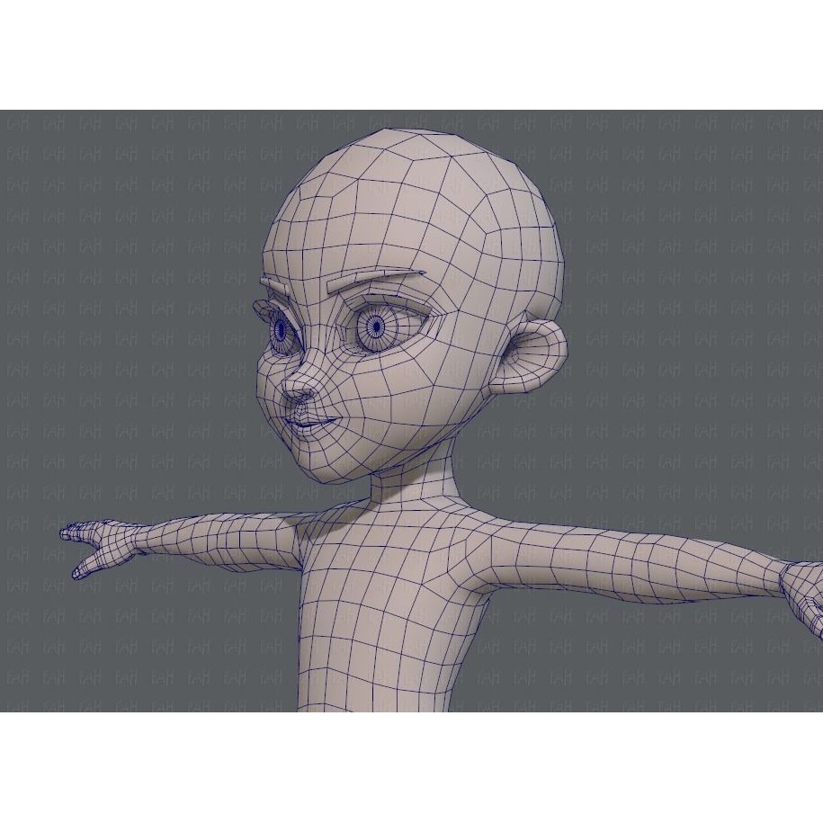 Base Mesh Girl Character 3D Model – Low Poly Cartoon Asset, FBX, OBJ - View 34