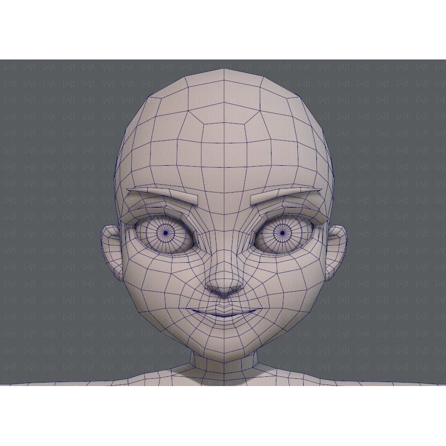 Base Mesh Girl Character 3D Model – Low Poly Cartoon Asset, FBX, OBJ - View 36