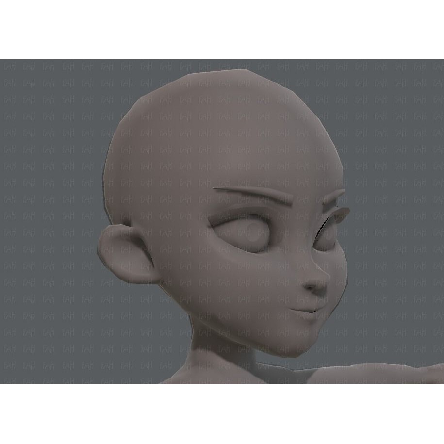 Base Mesh Girl Character 3D Model – Low Poly Cartoon Asset, FBX, OBJ - View 37