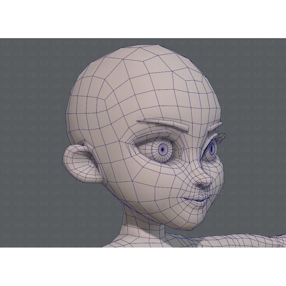 Base Mesh Girl Character 3D Model – Low Poly Cartoon Asset, FBX, OBJ - View 38