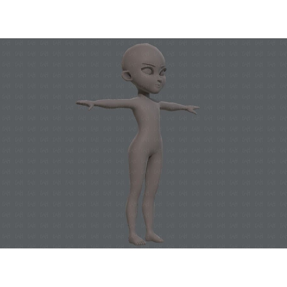 Base Mesh Girl Character 3D Model – Low Poly Cartoon Asset, FBX, OBJ - View 4