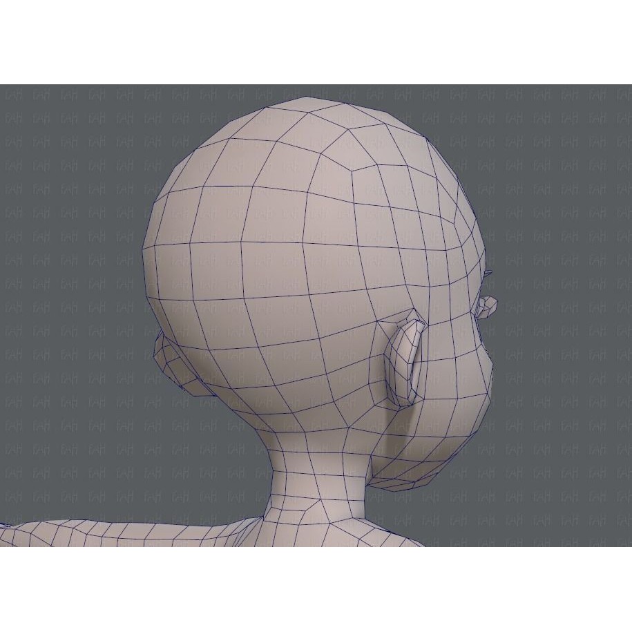 Base Mesh Girl Character 3D Model – Low Poly Cartoon Asset, FBX, OBJ - View 42