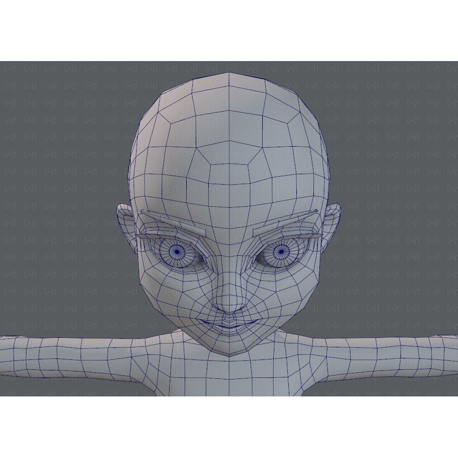 Base Mesh Girl Character 3D Model – Low Poly Cartoon Asset, FBX, OBJ - View 44