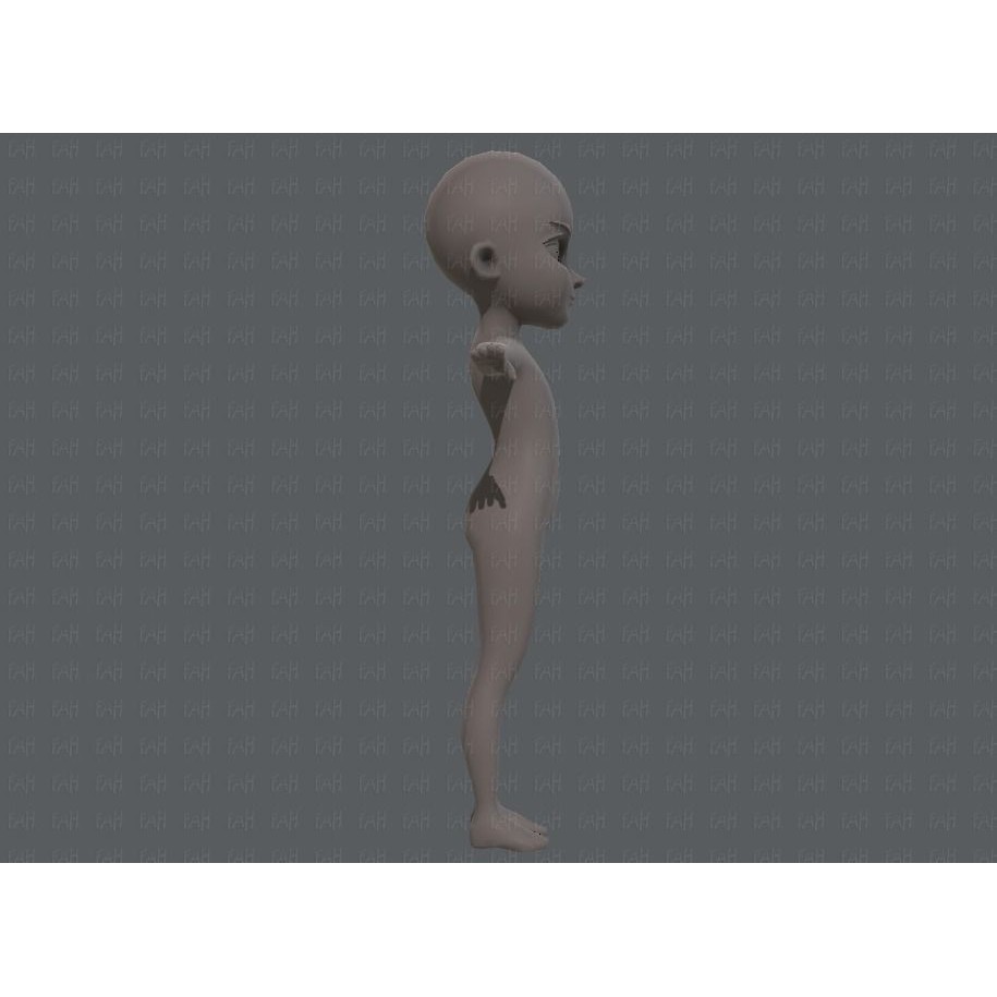 Base Mesh Girl Character 3D Model – Low Poly Cartoon Asset, FBX, OBJ - View 5