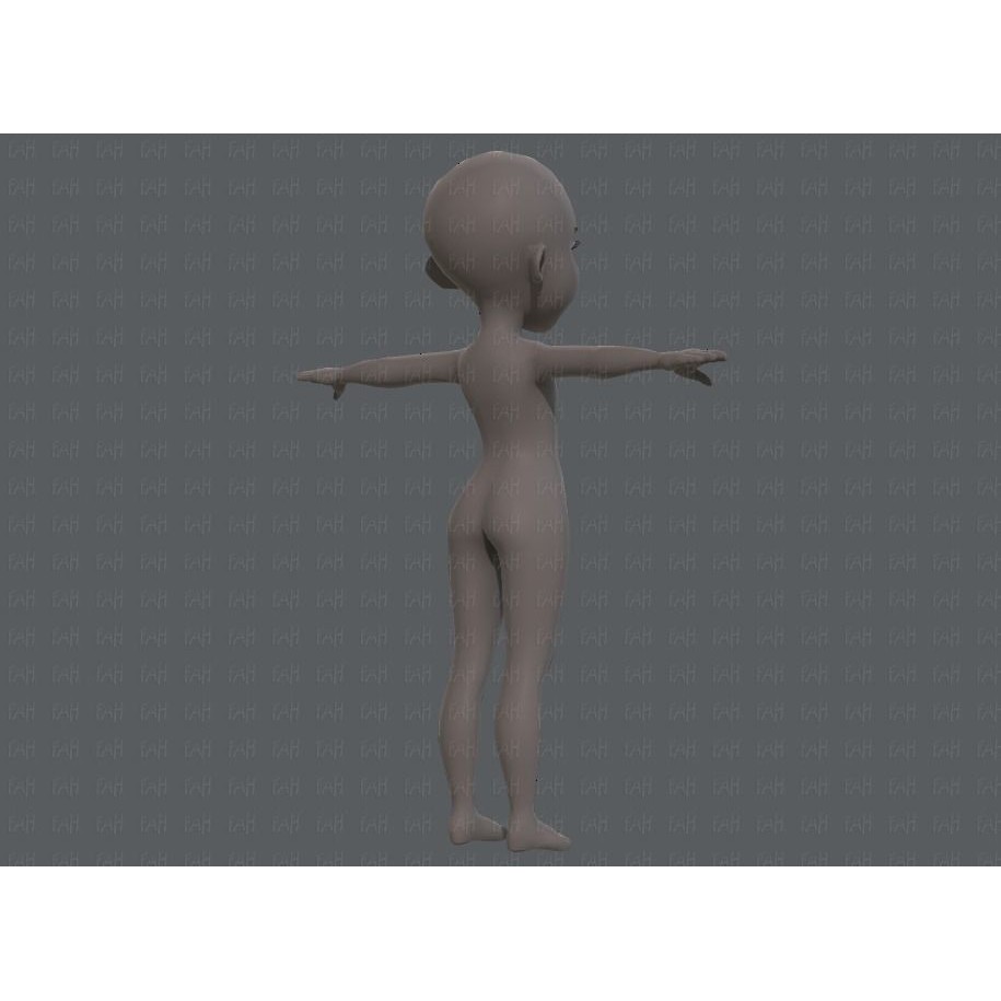 Base Mesh Girl Character 3D Model – Low Poly Cartoon Asset, FBX, OBJ - View 6